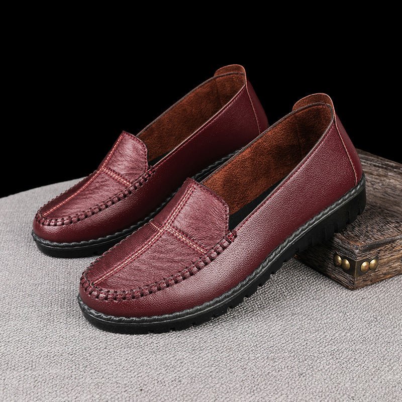 Women's Flat Casual Slip - on Leather Shoes - Glownique Beauty