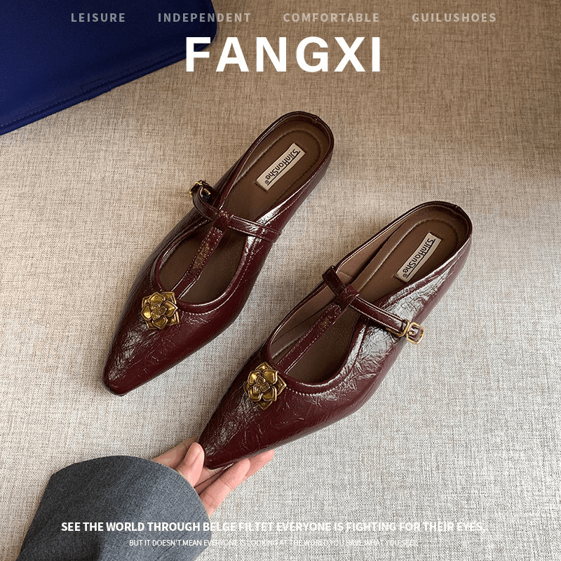 2026 French Retro Wedge Heel Mules For Women, Elegant Closed Toe Slip - on Sandals, Comfortable Hidden Heel Lazy Shoes For Summer Outdoor - Glownique Beauty
