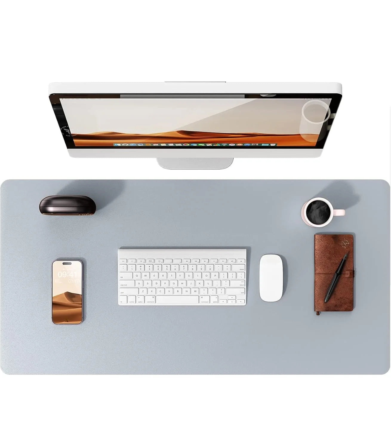 Large Mouse Pad,Office Desk Mat, Leather Desk Pad Protector, Non-Slip PU Leather Desk Blotter, Laptop Desk Pad