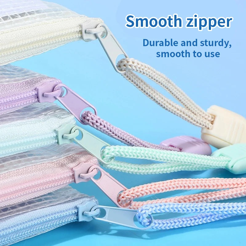 5/10/20/30pcs Mesh A4/A5 Size Zipper Pouch Document Mesh Bag 5 Color Choices Waterproof Folder Supplies Pencil Case Storage Bags