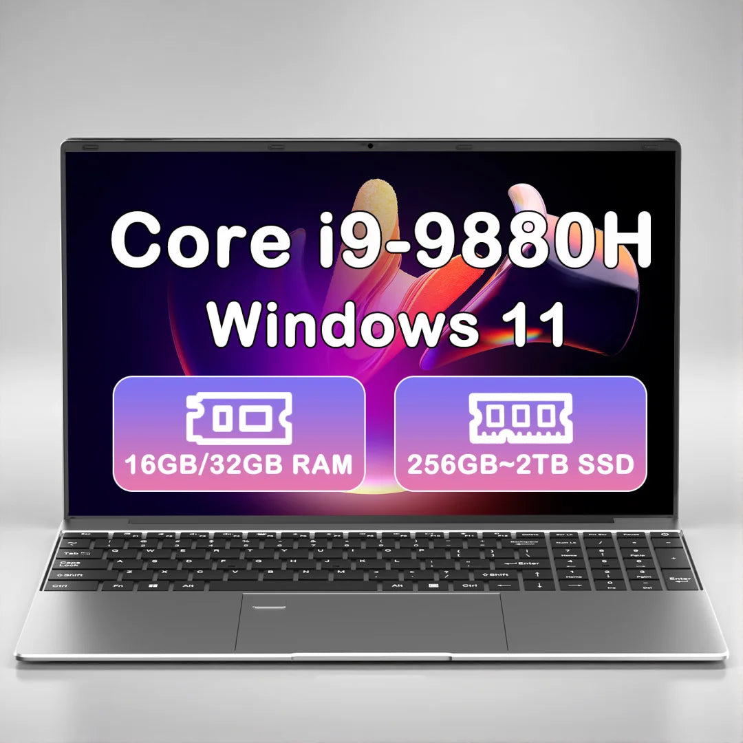 15.6" Gaming Laptop Intel Core I9-9880H Windows 11 Pro Ips Display 32Gb Ddr4 2Tb M.2 Ssd Backlit Keyboard Fingerprint Unlock Notebook - High Performance for Gamers