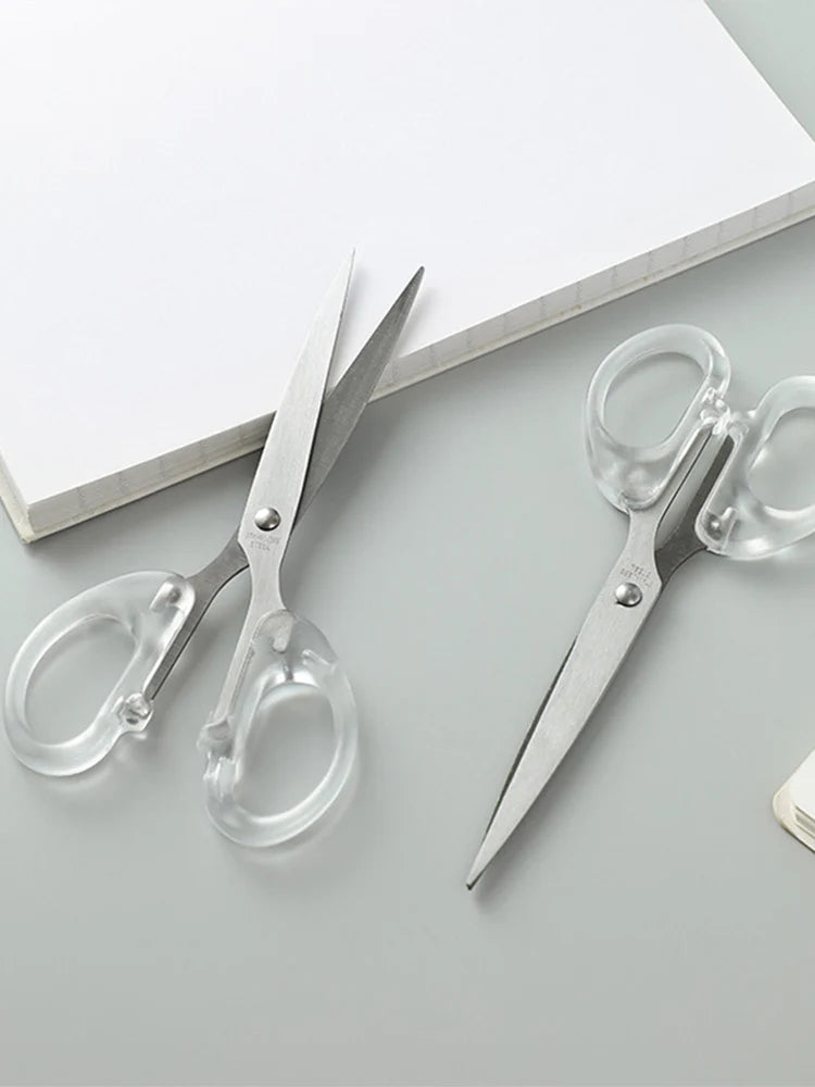 Transparent household scissors Art stainless steel scissors Handmade tailor Student stationery Kitchen scissors