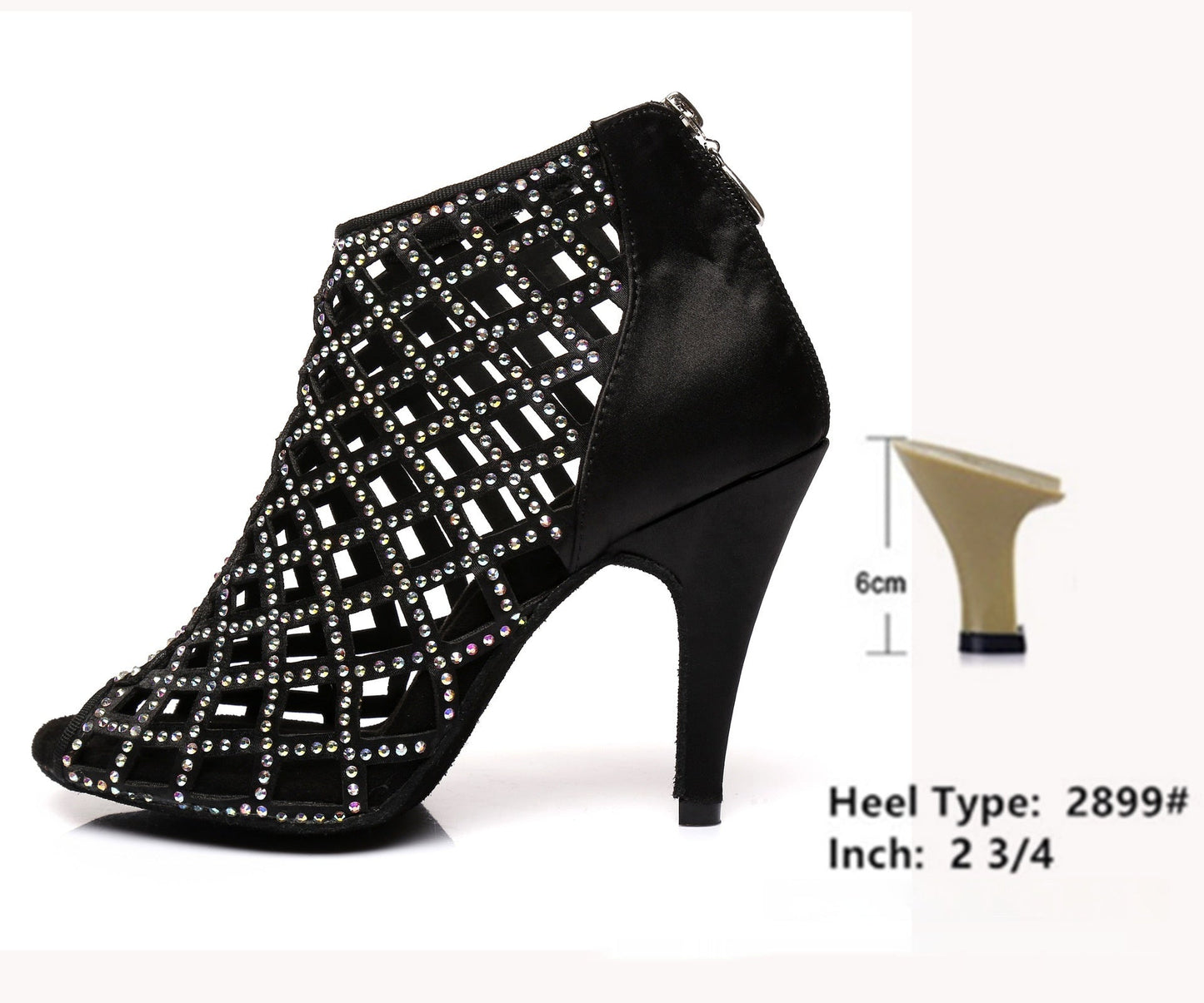 Black Satin Latin Dance Shoes Shiny Breathable High Heel - Glownique Beauty