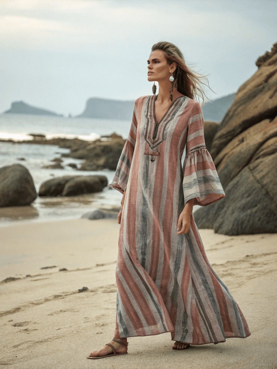 Digital Print V - Neck Patch Pocket Dress - Glownique Beauty
