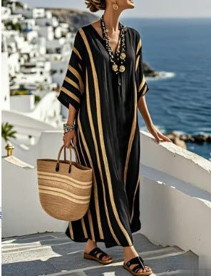 Digital Print V - Neck Patch Pocket Dress - Glownique Beauty