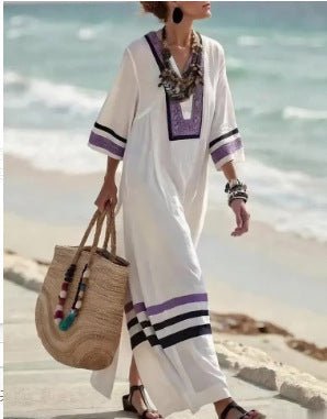 Digital Print V - Neck Patch Pocket Dress - Glownique Beauty