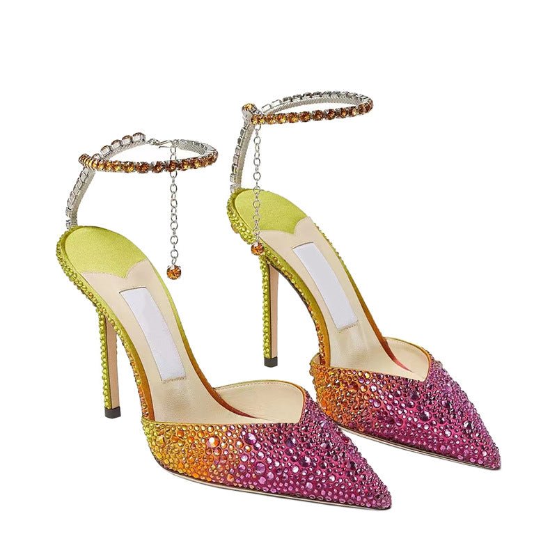 Gradient Color Full - Blown Crystal Fairy High Heels - Glownique Beauty