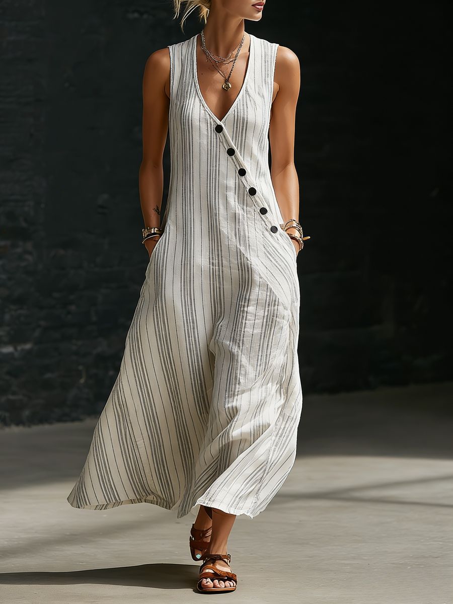 Loose - fitting V - neck Cross - over Shirt And Wide - leg Pants - Glownique Beauty