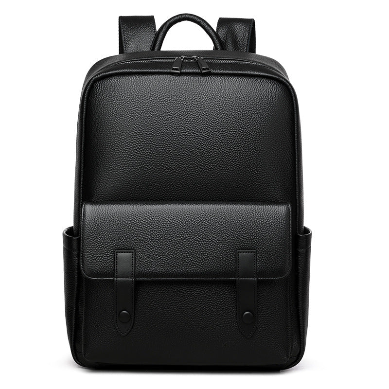 Men's Leather Large - Capacity Solid Color Backpack - Glownique Beauty