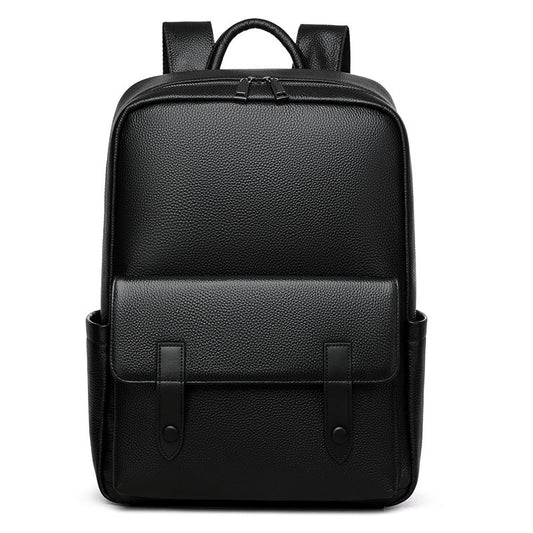 Men's Leather Large - Capacity Solid Color Backpack - Glownique Beauty