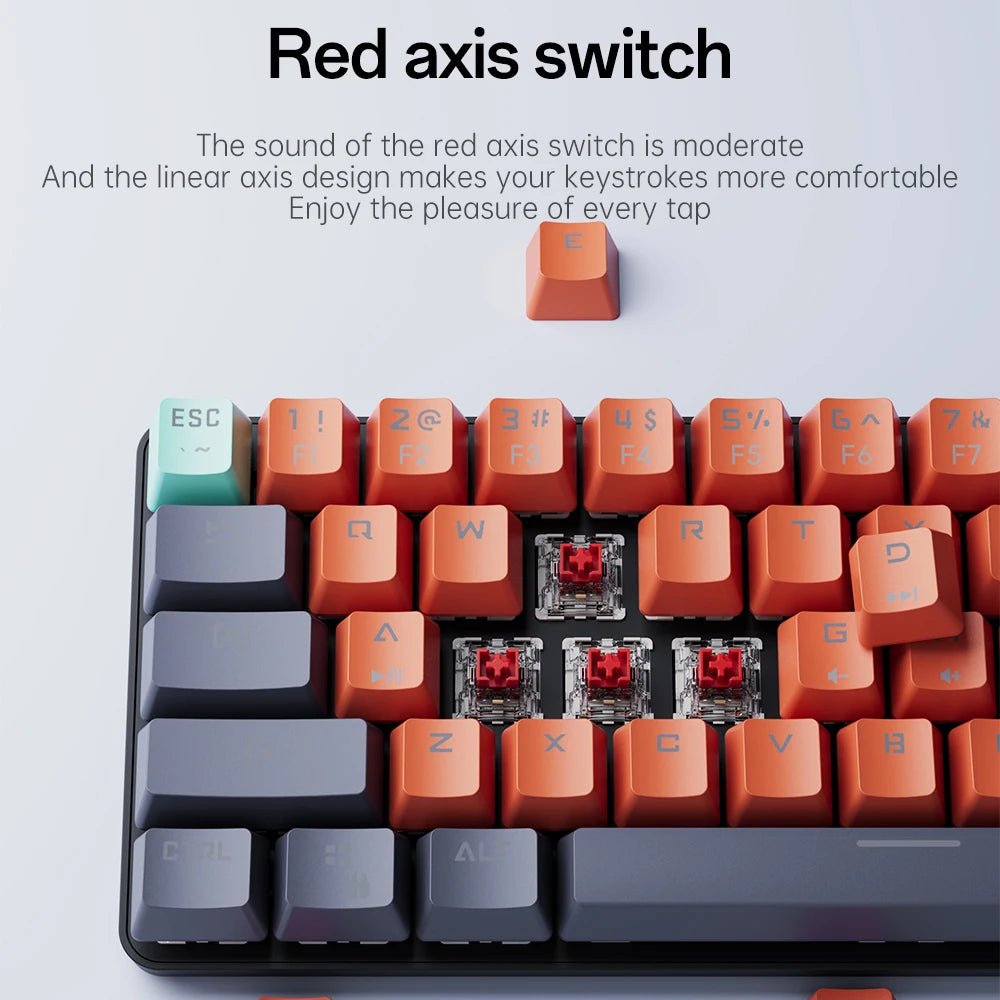 MUCAI MKA610 USB Mini Mechanical Gaming Wired Keyboard Red Switch 61 Key Gamer for Computer PC Laptop Detachable Cable - Glownique Beauty