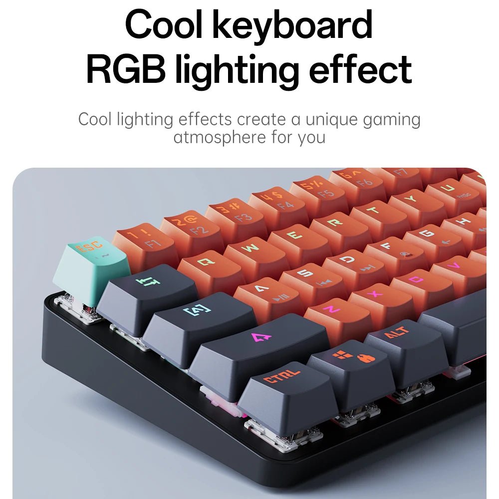 MUCAI MKA610 USB Mini Mechanical Gaming Wired Keyboard Red Switch 61 Key Gamer for Computer PC Laptop Detachable Cable - Glownique Beauty