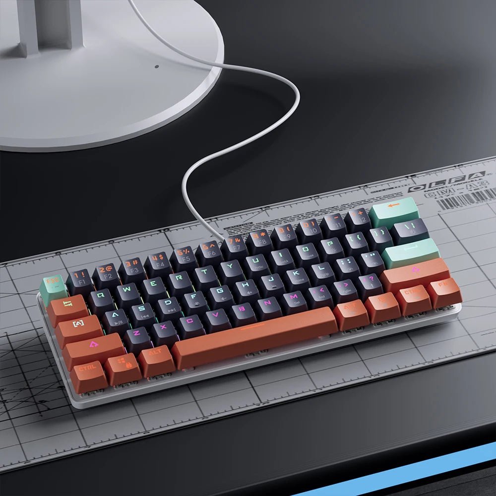 MUCAI MKA610 USB Mini Mechanical Gaming Wired Keyboard Red Switch 61 Key Gamer for Computer PC Laptop Detachable Cable - Glownique Beauty