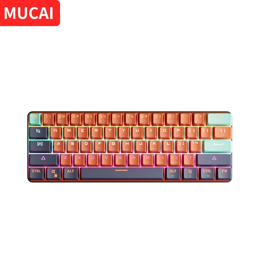 MUCAI MKA610 USB Mini Mechanical Gaming Wired Keyboard Red Switch 61 Key Gamer for Computer PC Laptop Detachable Cable - Glownique Beauty