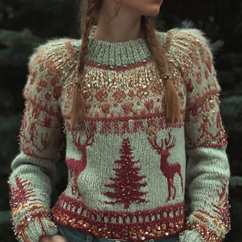 Printed Round - neck Hoodie With Striped Patch Design - Glownique Beauty