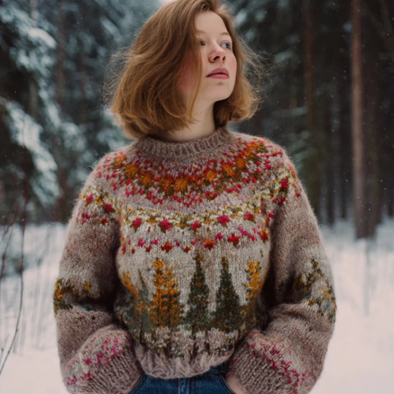 Printed Round - neck Hoodie With Striped Patch Design - Glownique Beauty