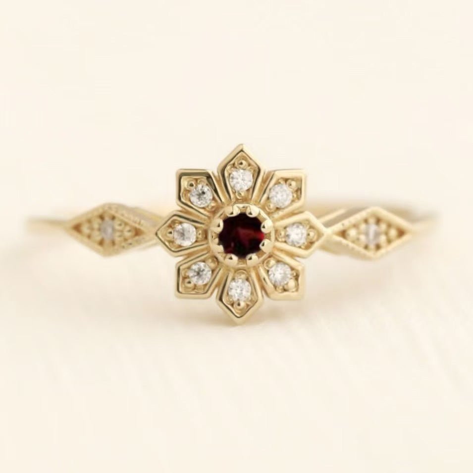 Simple And Stylish Sunflower Womens Snowflake - Shape Ring - Glownique Beauty