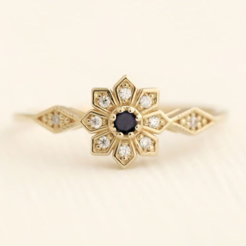 Simple And Stylish Sunflower Womens Snowflake - Shape Ring - Glownique Beauty