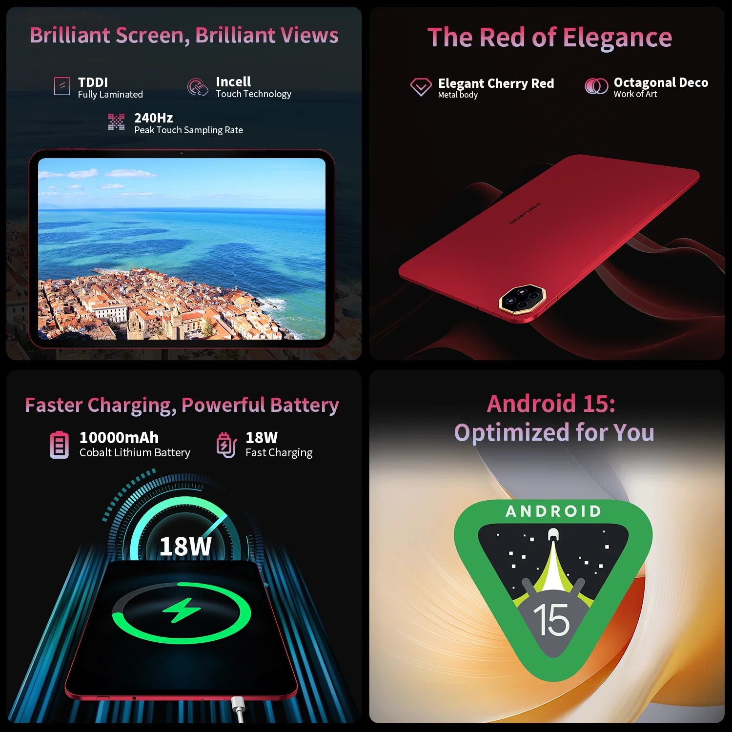 Teclast T65 Plus Android 15 Tablet 13.4" 120Hz IPS 20GB RAM(8GB+12GB) 256GB ROM 10000mAh Dual 4G TLE GPS 13MP AI Camera T65Plus - Glownique Beauty