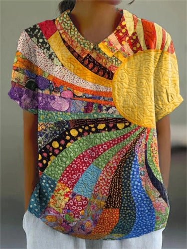 Women's Casual Loose And Versatile Short - sleeve Printed Top - Glownique Beauty