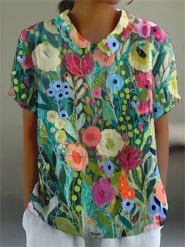 Women's Casual Loose And Versatile Short - sleeve Printed Top - Glownique Beauty