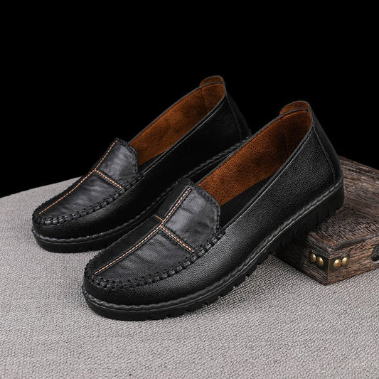 Women's Flat Casual Slip - on Leather Shoes - Glownique Beauty