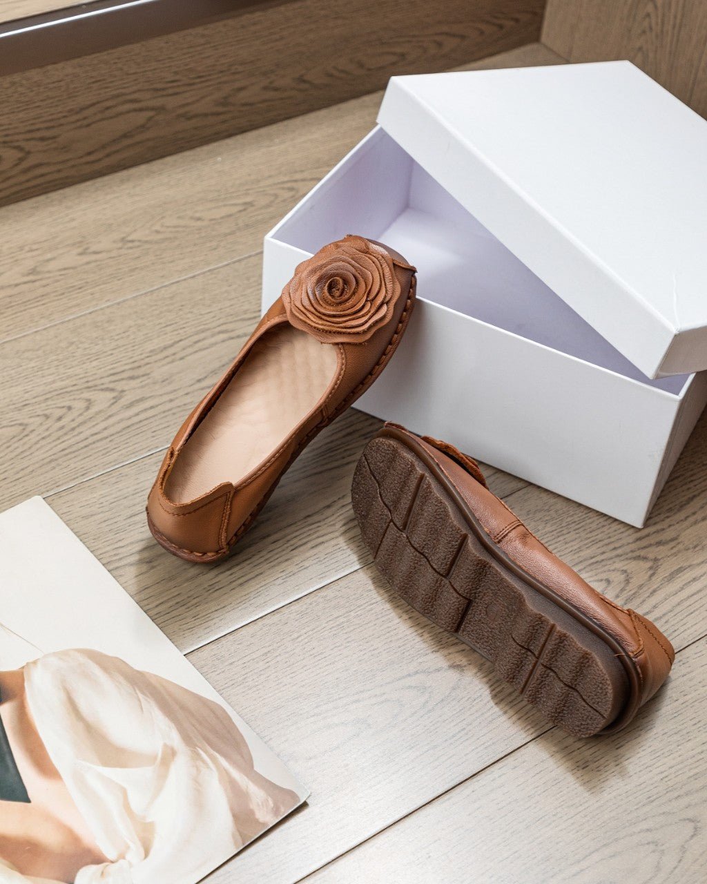 Women's Leather Low - cut Slip - on Pumps - Glownique Beauty