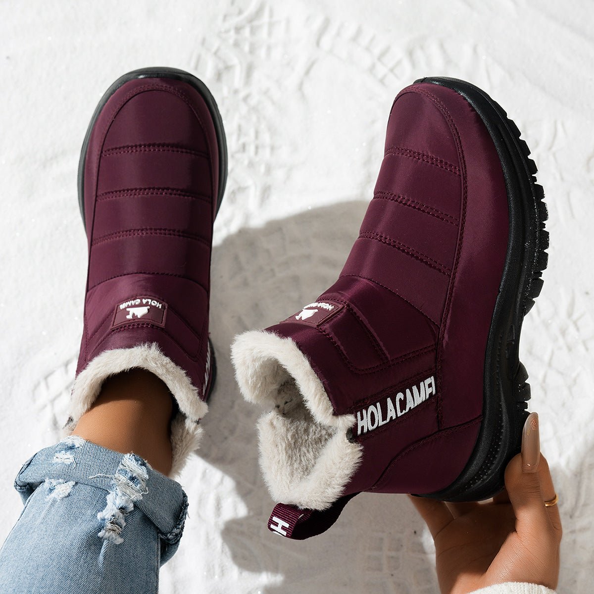 Women's Snow Boots With Fleece Lining - Glownique Beauty