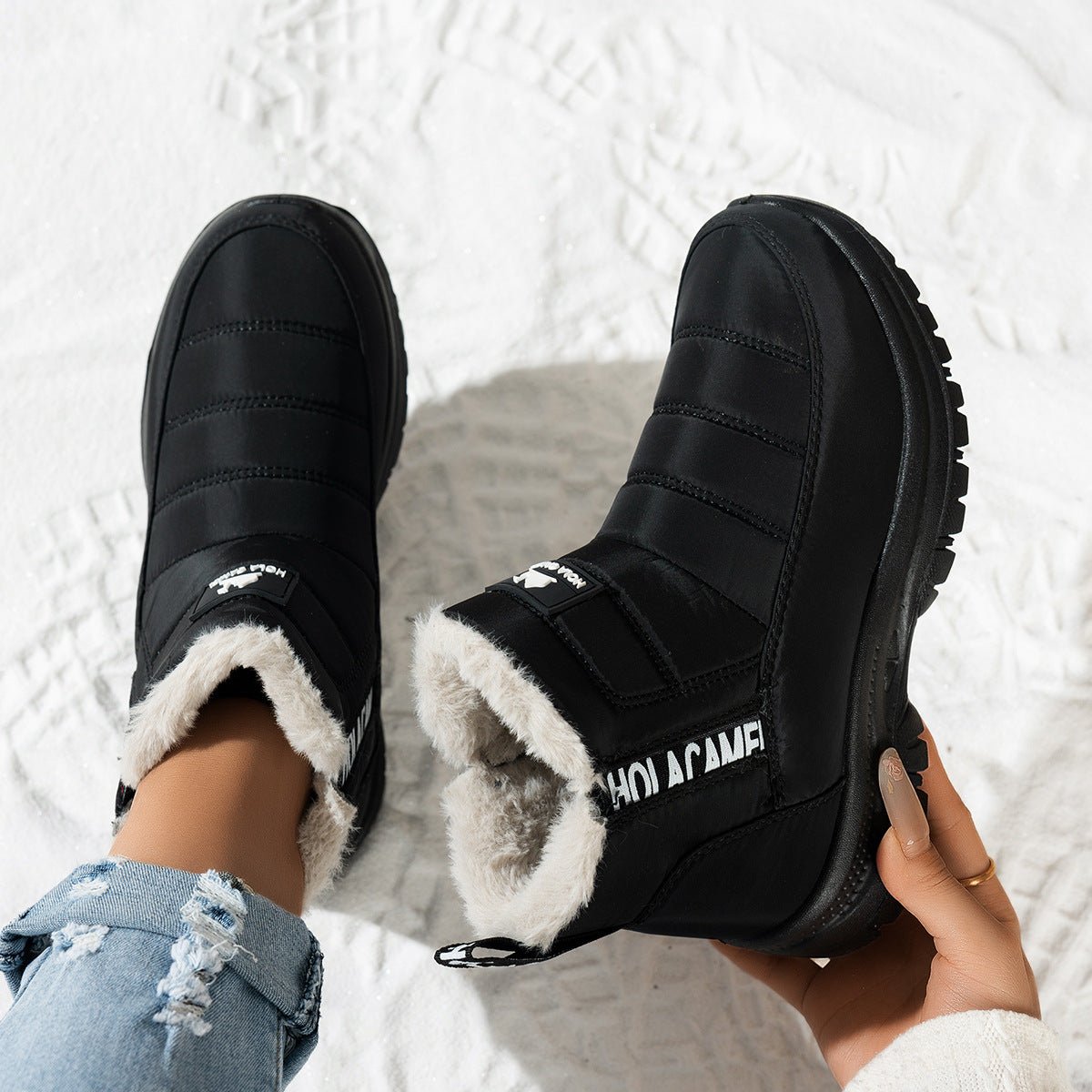Women's Snow Boots With Fleece Lining - Glownique Beauty