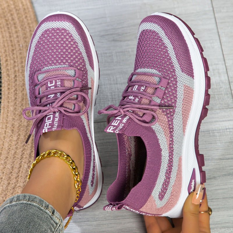 Women's Sporty Flyknit Mesh Shoes Low - cut Lightweight Casual And Versatile - Glownique Beauty