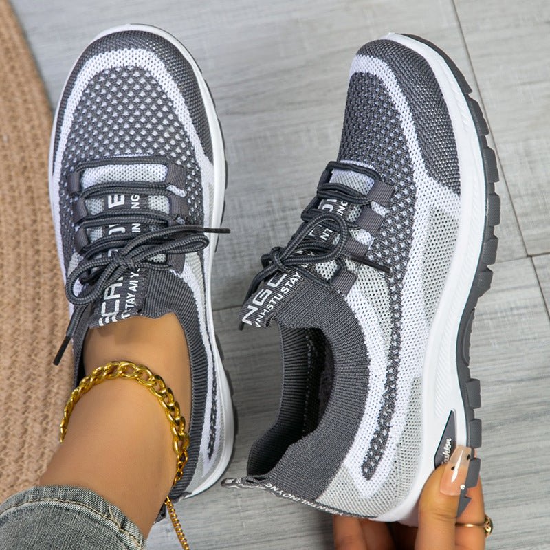 Women's Sporty Flyknit Mesh Shoes Low - cut Lightweight Casual And Versatile - Glownique Beauty