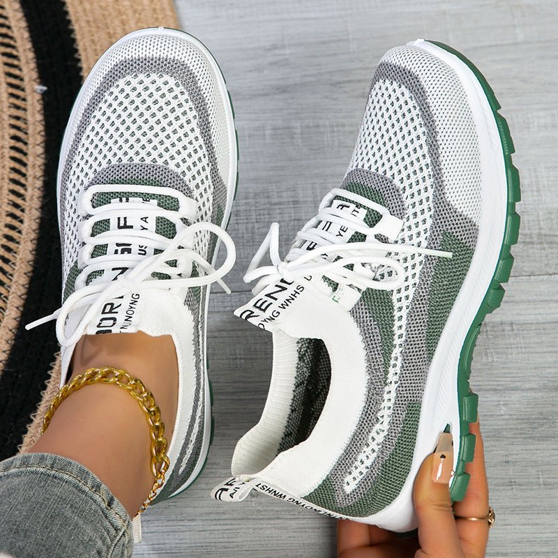 Women's Sporty Flyknit Mesh Shoes Low - cut Lightweight Casual And Versatile - Glownique Beauty