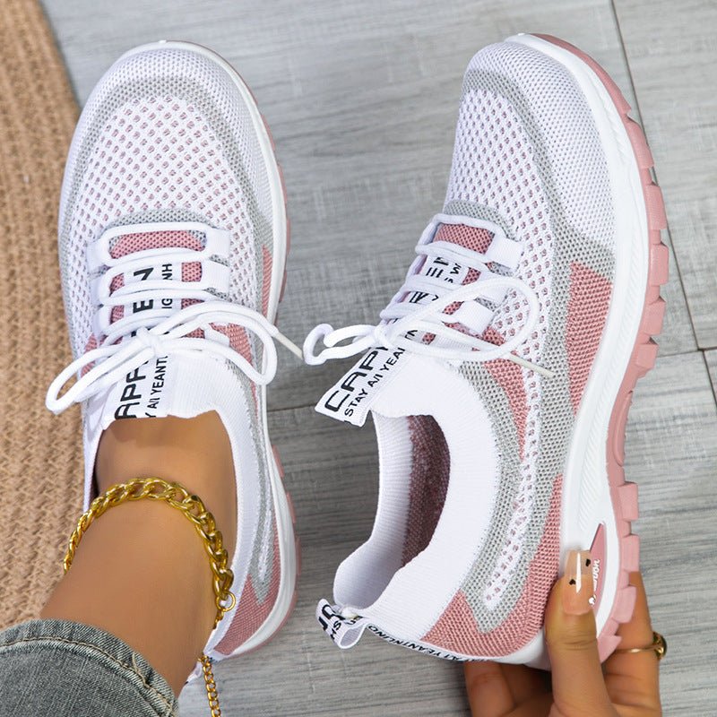 Women's Sporty Flyknit Mesh Shoes Low - cut Lightweight Casual And Versatile - Glownique Beauty
