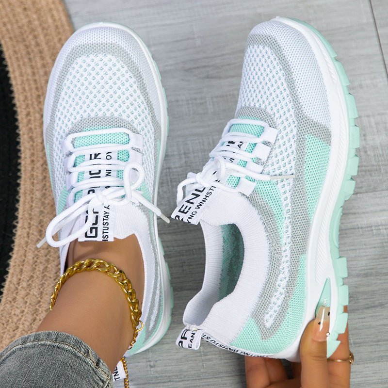 Women's Sporty Flyknit Mesh Shoes Low - cut Lightweight Casual And Versatile - Glownique Beauty