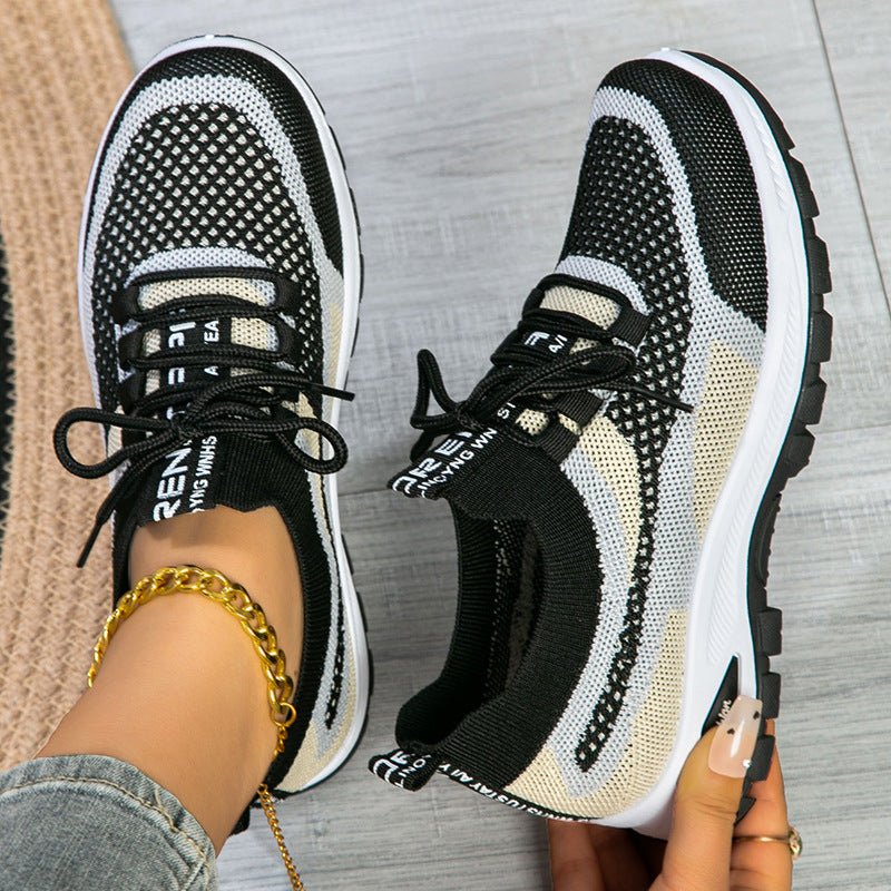 Women's Sporty Flyknit Mesh Shoes Low - cut Lightweight Casual And Versatile - Glownique Beauty